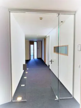 Pendeltüre aus Glas, Ganzglastüre