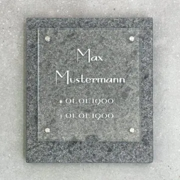 Glaselement für Urnengräber / Kolumbarium Glas-Gedenktafel
