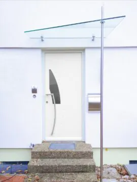 Glasvordach individuell mit Stütze