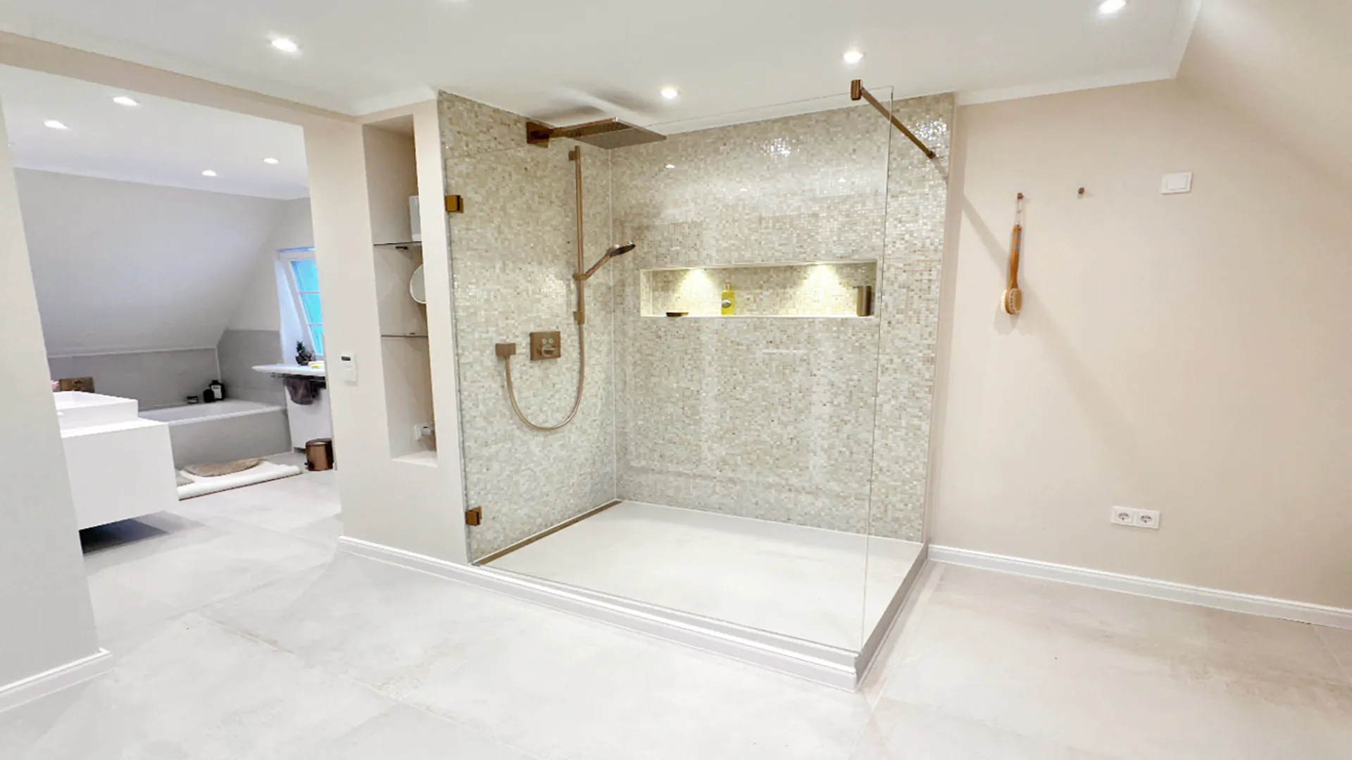 Duschtrennwand Walk-In Dusche in GOLD